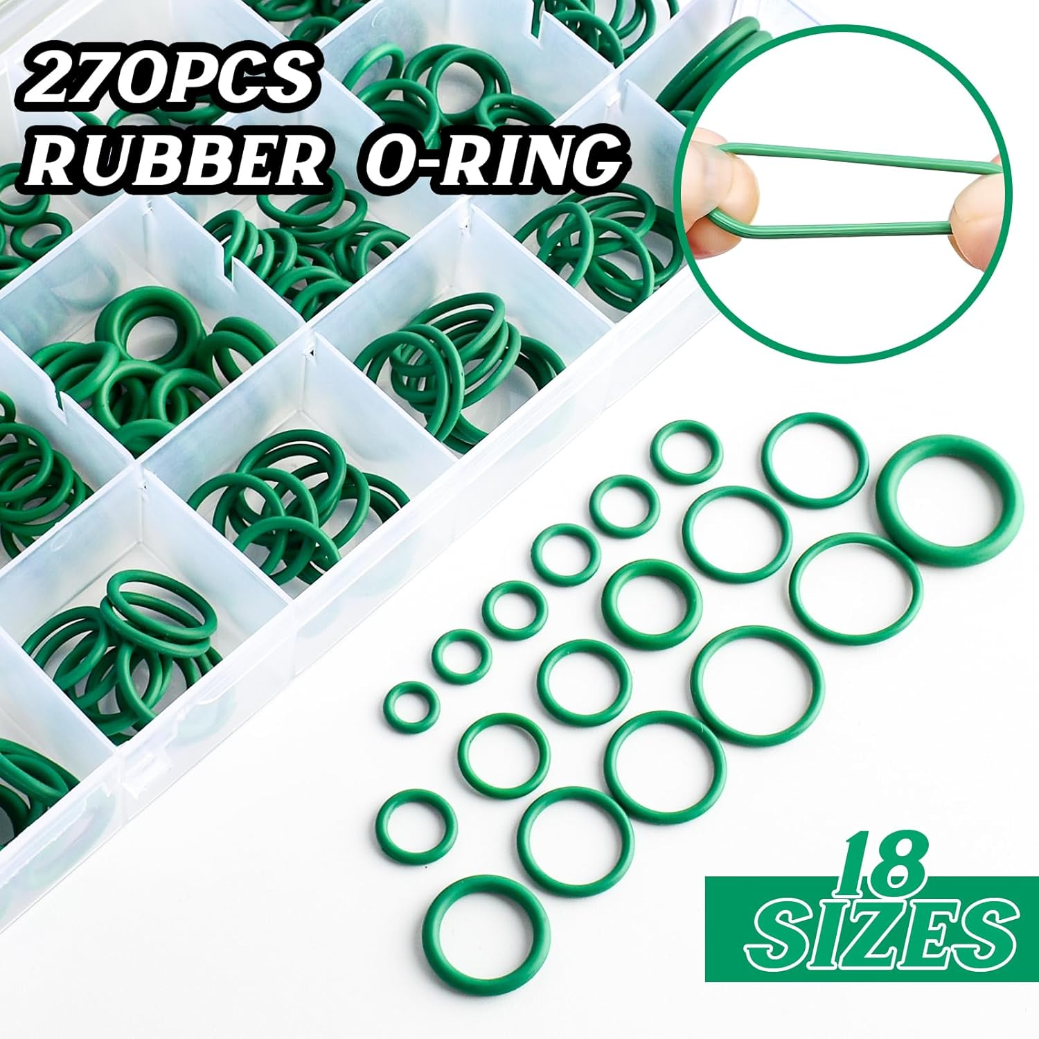 270PCS Rubber O-Rings + 63PCS AC Valve Cores Kit | Car A/C Repair Toolkit with Removal Tool | Fits R12 & R134A Systems | Restore Auto Air Conditioning Performance image number 4
