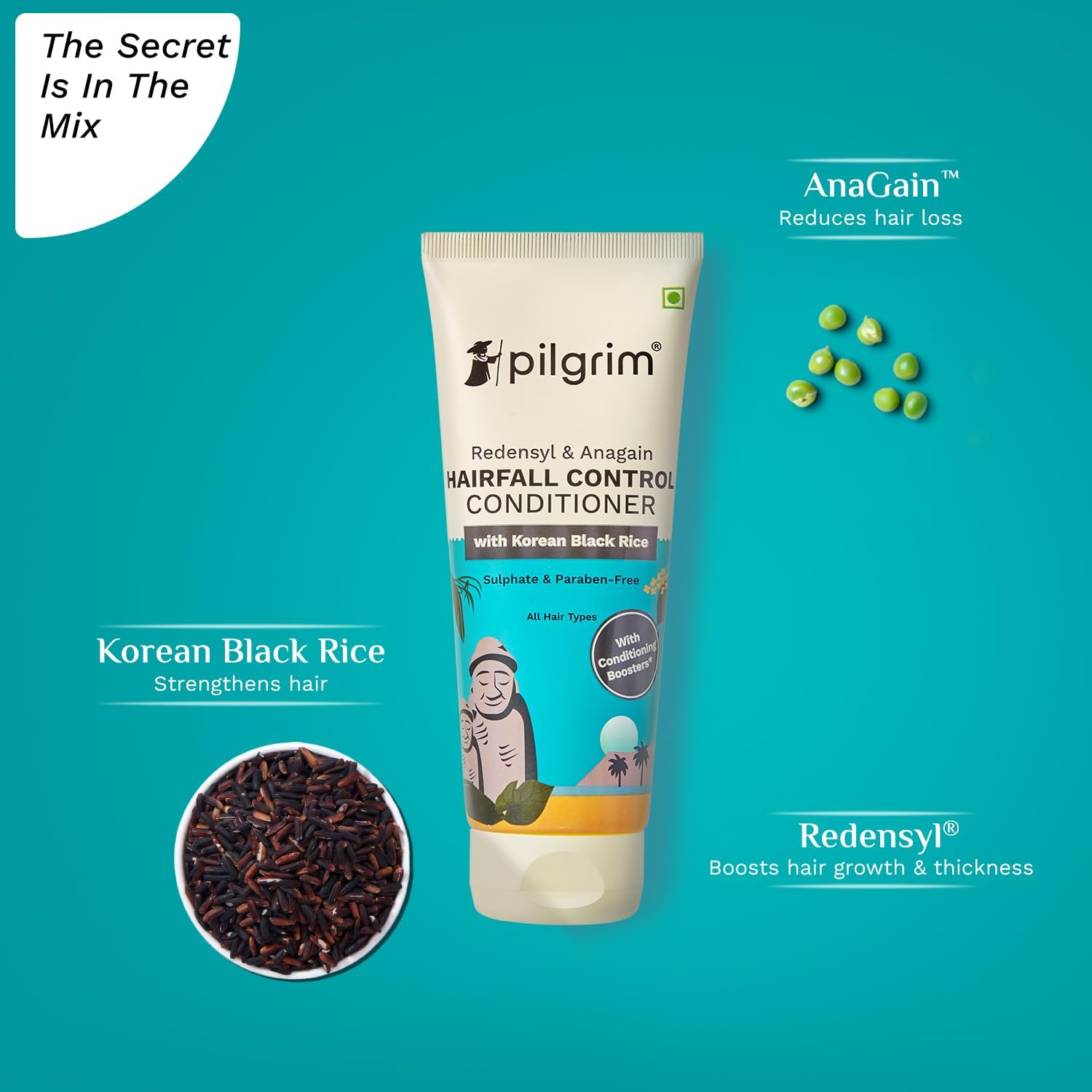 Pilgrim anti Hairfall Conditioner with Redensyl, Anagain 200Ml White image number 5