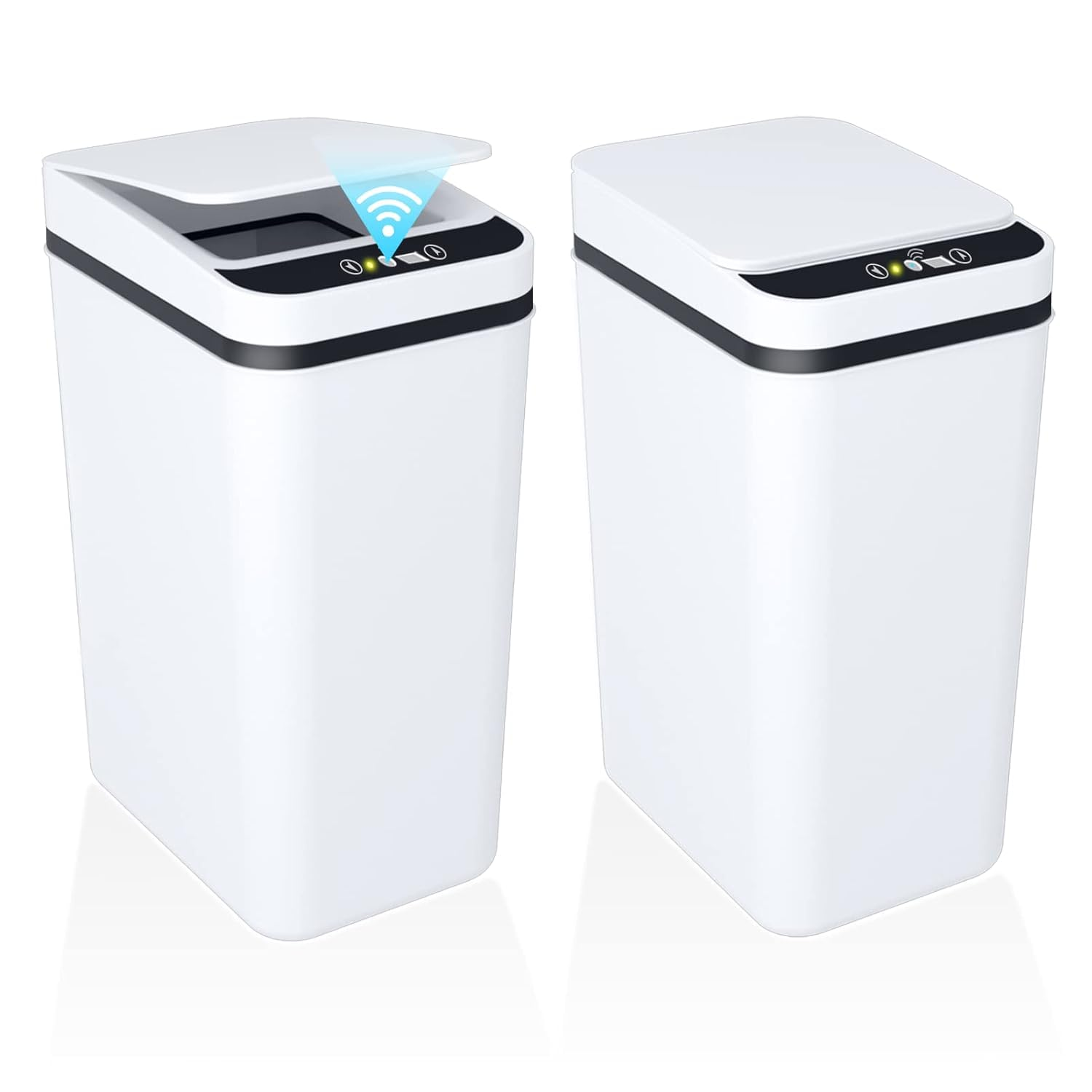 2Pack 8.5L Bathroom Small Trash Can with Lid, Touchless Automatic Garbage Can Slim Waterproof Motion Sensor Smart Trash Bin for Bedroom, Office, Living Room (White) image number 3