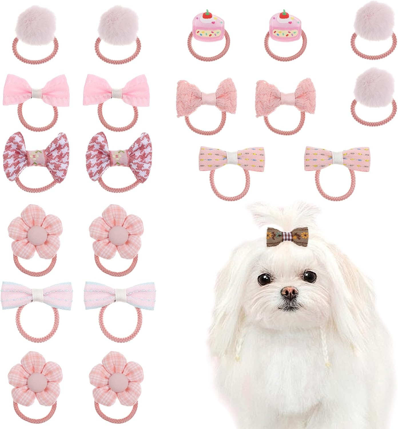 Giantree 20 Pcs Pink Dog Hair Bows for Small Dogs, Cute Dog Bows with Rubber Bands, Comfortable All-Season Hair Ties for Small Breeds (Pink) image number 1