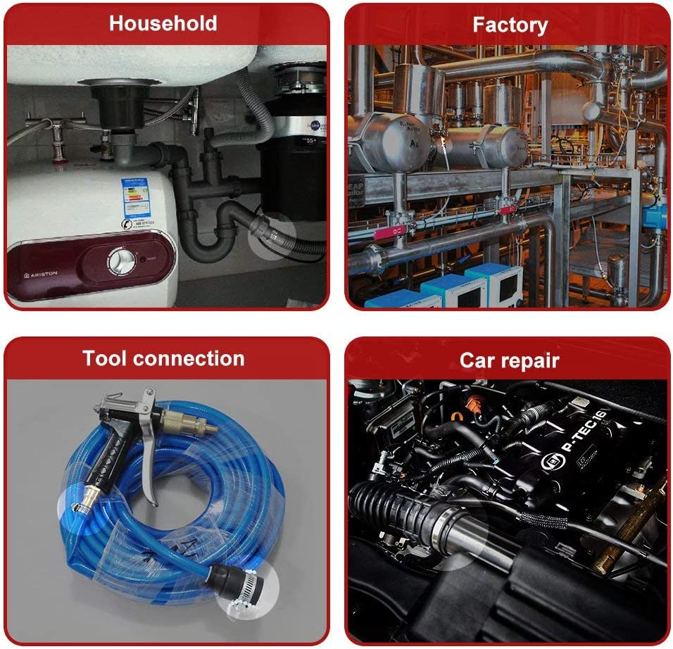 Keadic 64Pcs Adjustable [8 to 38Mm] Diameter Range Fuel Line Clips Worm Gear Hose Clamp Assortment Kit for Various Pipes Automotive Mechanical Use - 304 Stainless Steel image number 5