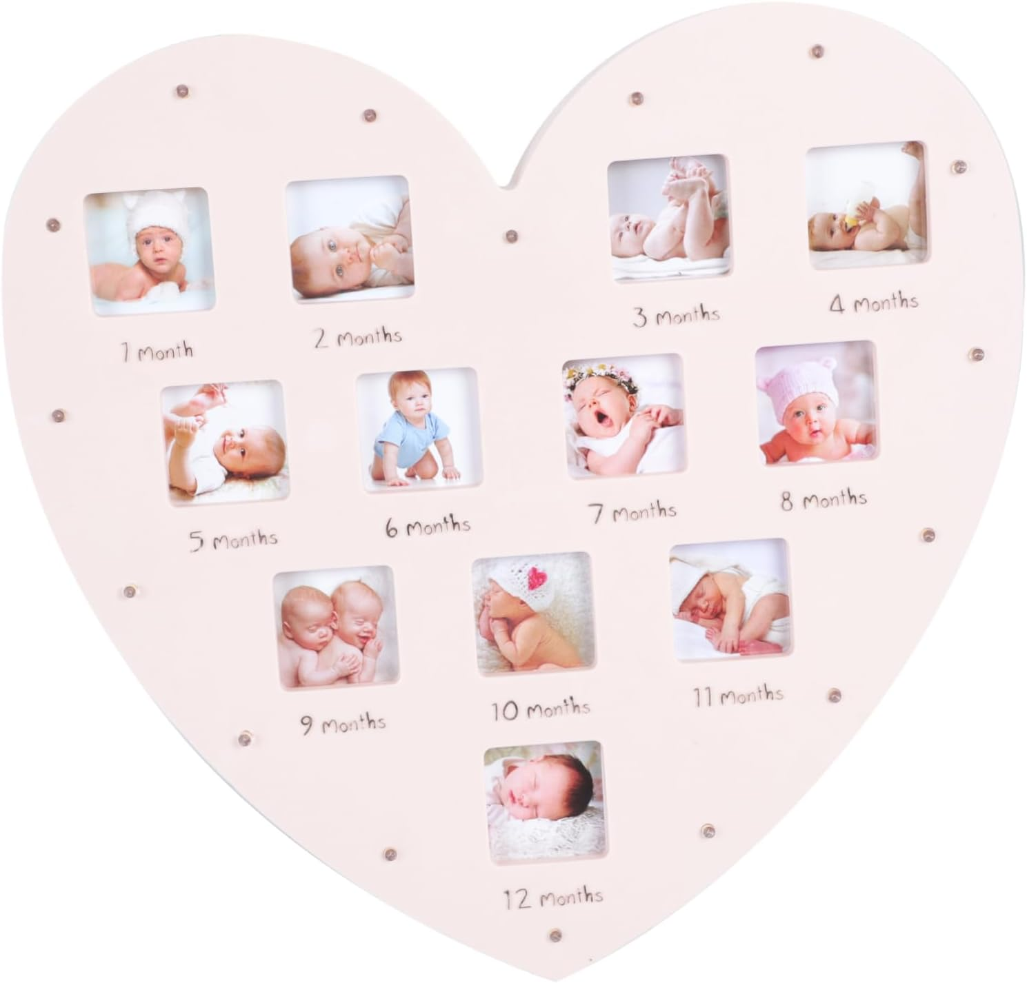 Growth Record Photo Frame Heart Shape Light for Nursery Decor Picture Frame Light for Desktop Ornament for Month Growth image number 4