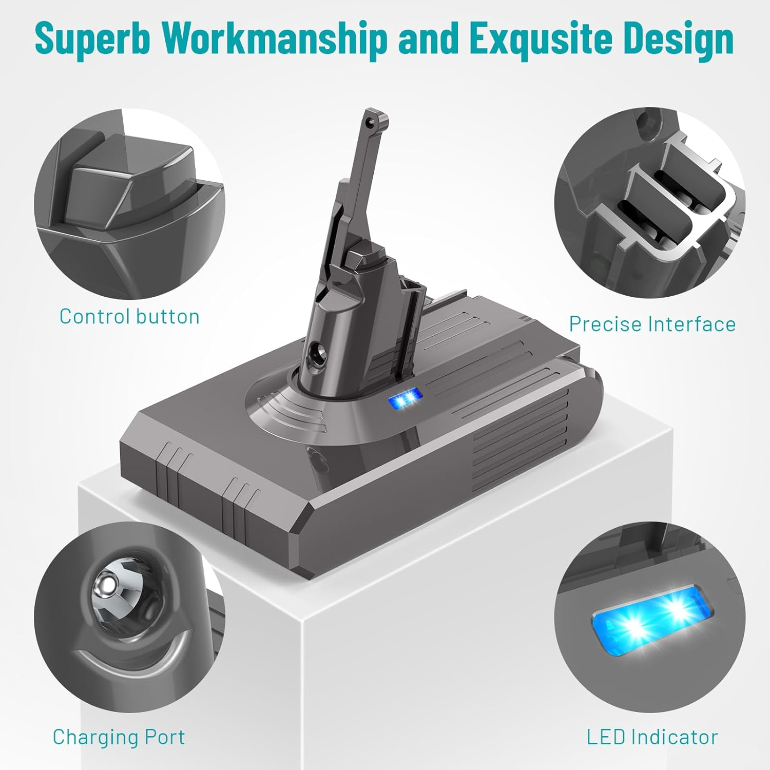 Upgraded 4600Mah Battery Replacement for Dyson V8 Animal V8 Absolute V8 Fluffy V8 Motorhead Cordless Vacuum Battery with 2 Fliter image number 1