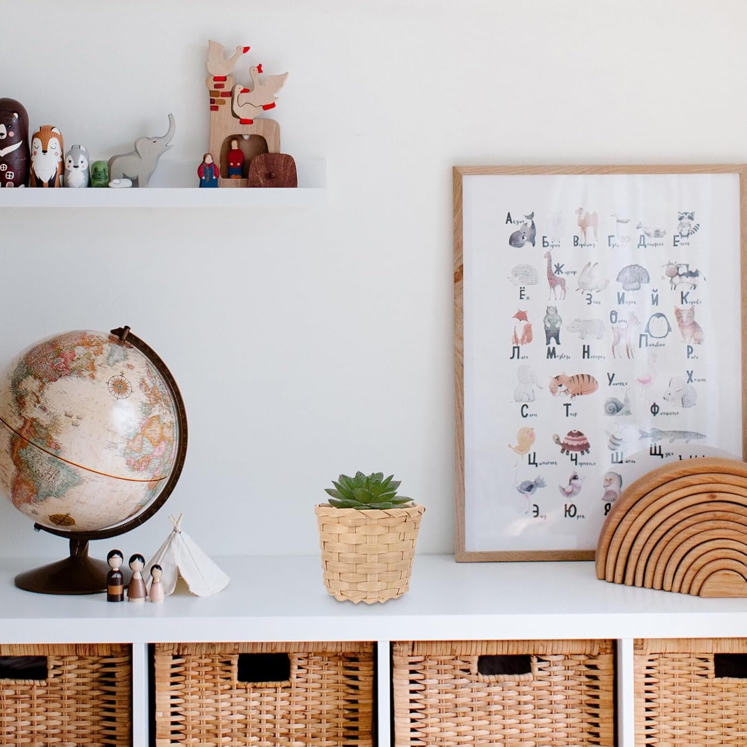 Angoily Versatile Bamboo Storage Baskets 10Pcs for Fruits Snacks Decor Rustic Design