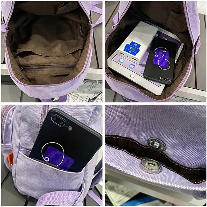 MININAI Mini Backpack for Women Men Small Aesthetic Canvas Bag Work Backpack Cute Backpack Purse Casual Daypack - Orange image number 3