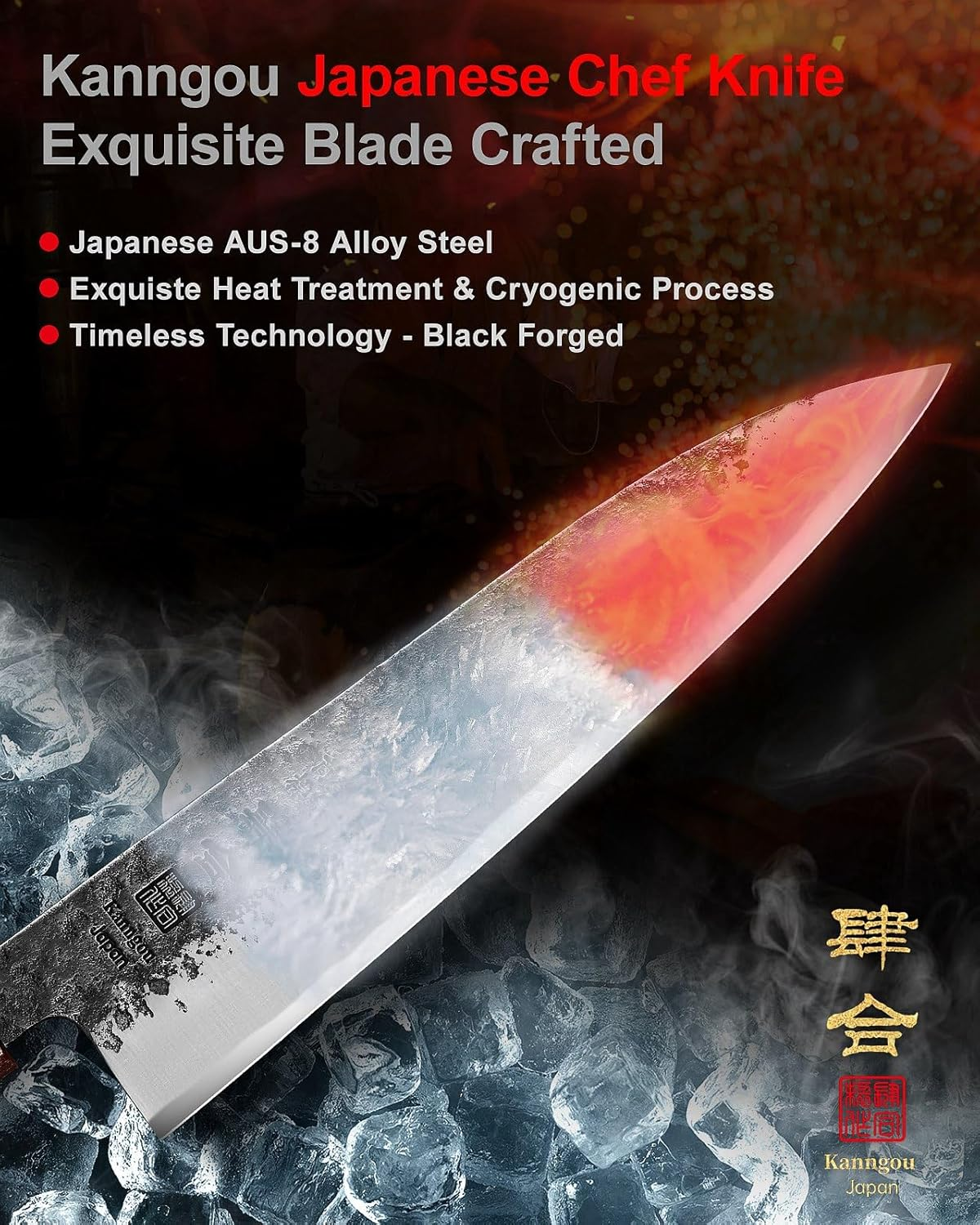 Japanese Kitchen Knife, 8 Inch Chef Knife with AUS-8 Alloy Steel, 210MM Profeeional Black Forged Cooking Knife with Eboy Handle, Chef Gifts with Premium Box (8.27 Inch Gyuto Chef'S Knife) image number 1