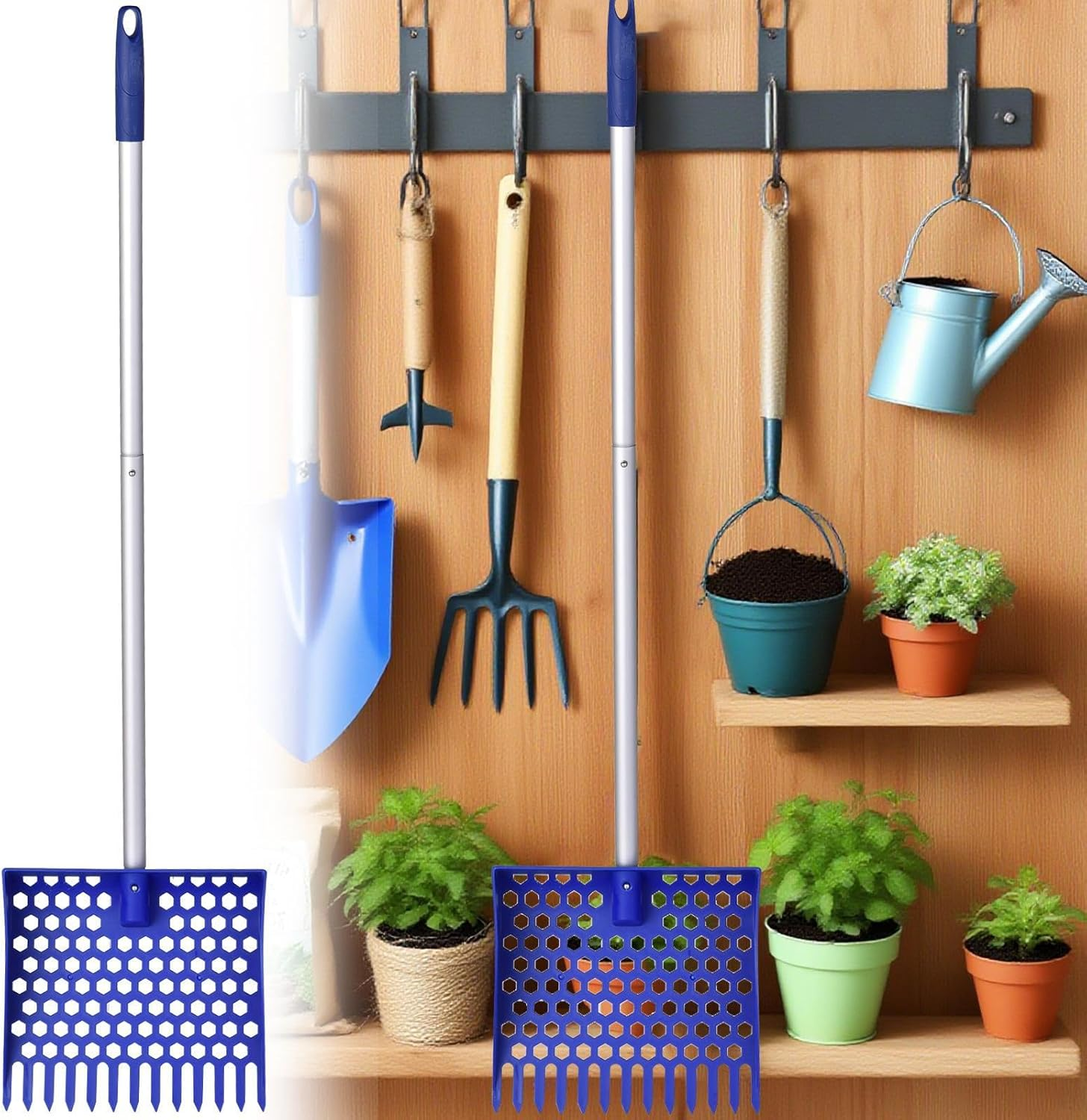 Poultry Litter Scoop - Farm Waste Remover, Detachable Aluminum Poop Cleaning Tool, Aluminum Alloy Cleaning Tool, Multi Animal Washing Gadget | Chicken Poop Scooper for Goats Pony Cats Dogs Farm Use image number 1