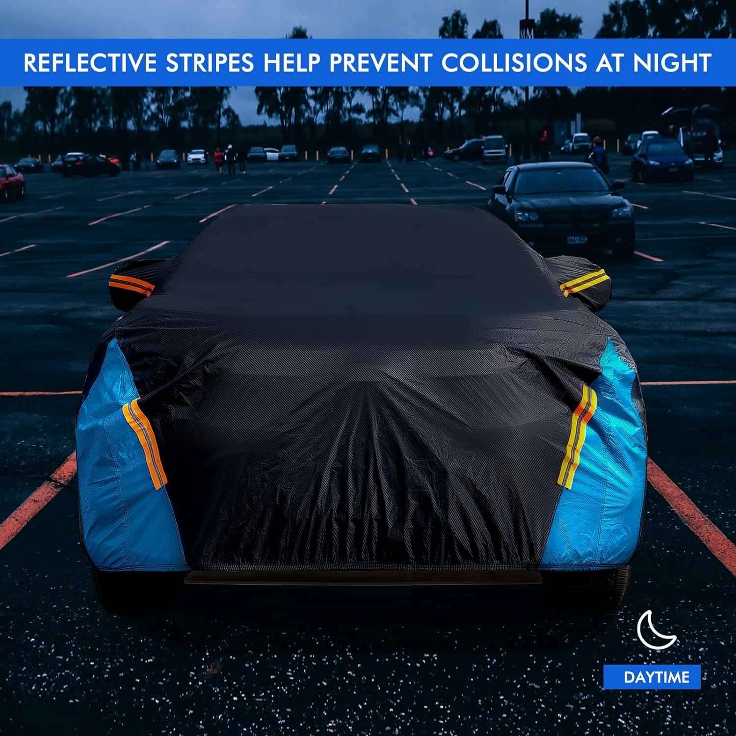 Car Cover Waterproof All Weather for Automobiles, 6 Layers Outdoor Full Exterior Cover Rain Sun UV Snowproof Protection with Zipper Cotton, Mirror Pocket for SUV (185-190 Inch) image number 2