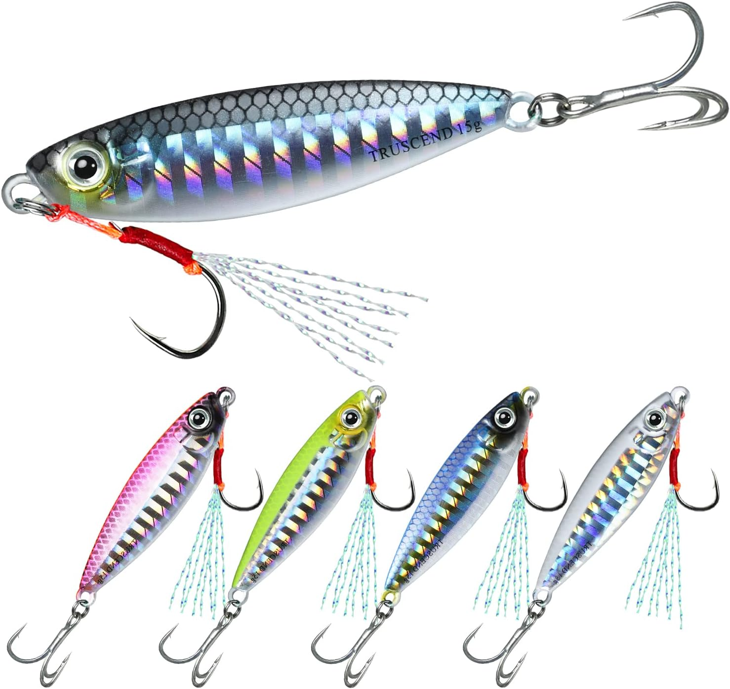 TRUSCEND Valuable Fishing Jigs of Captain'S Favorite, Shiny Saltwater Spoons Perfect for Jigging, Slow Pitch Jig Catch More Fish, Durable and Well-Made Bass Salmon Tuna Fishing Lures with Sharp Hook