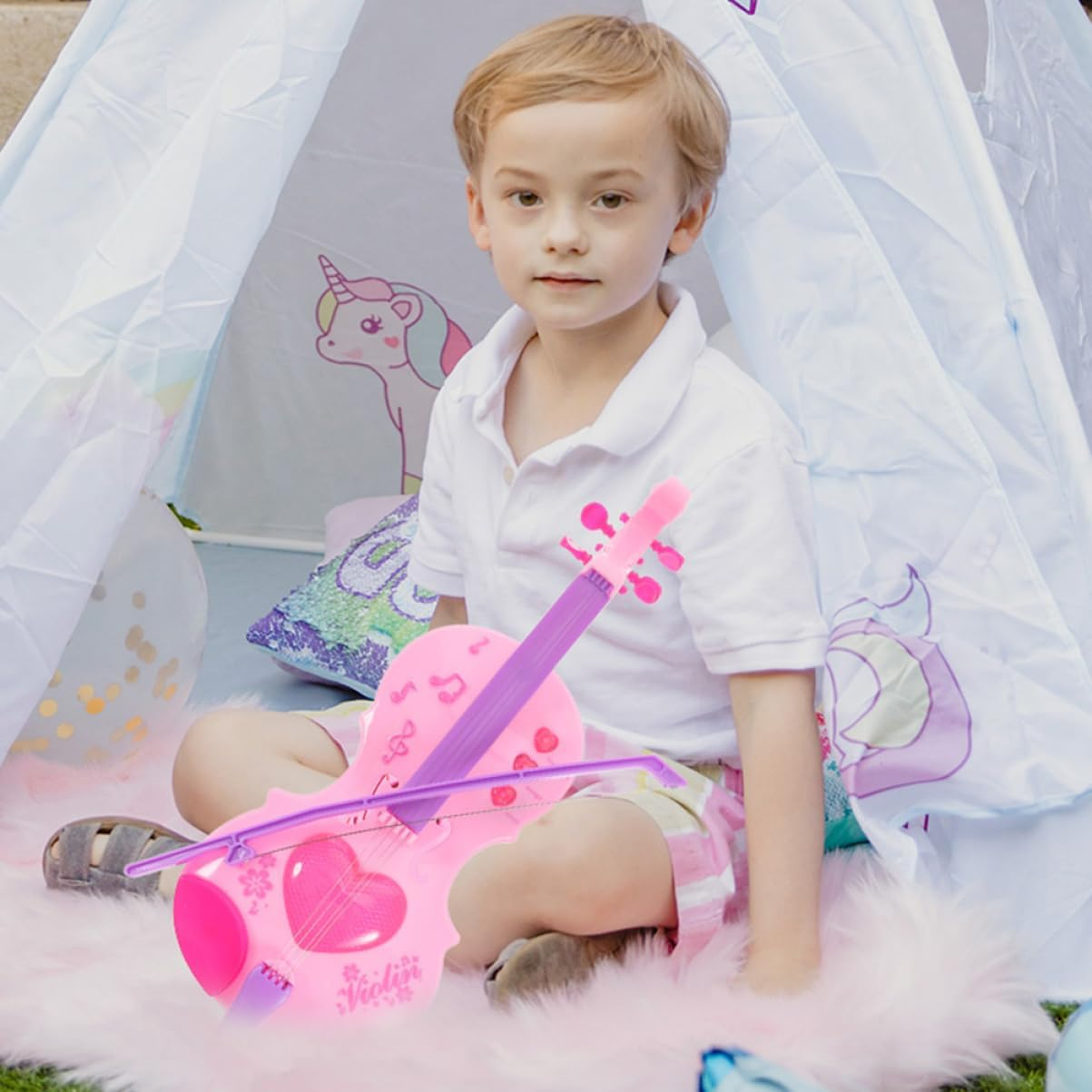 Vaguelly Violin Musical Toy for Kids Children Violin Musical Instrument Beginner Toy Set Random Color image number 2