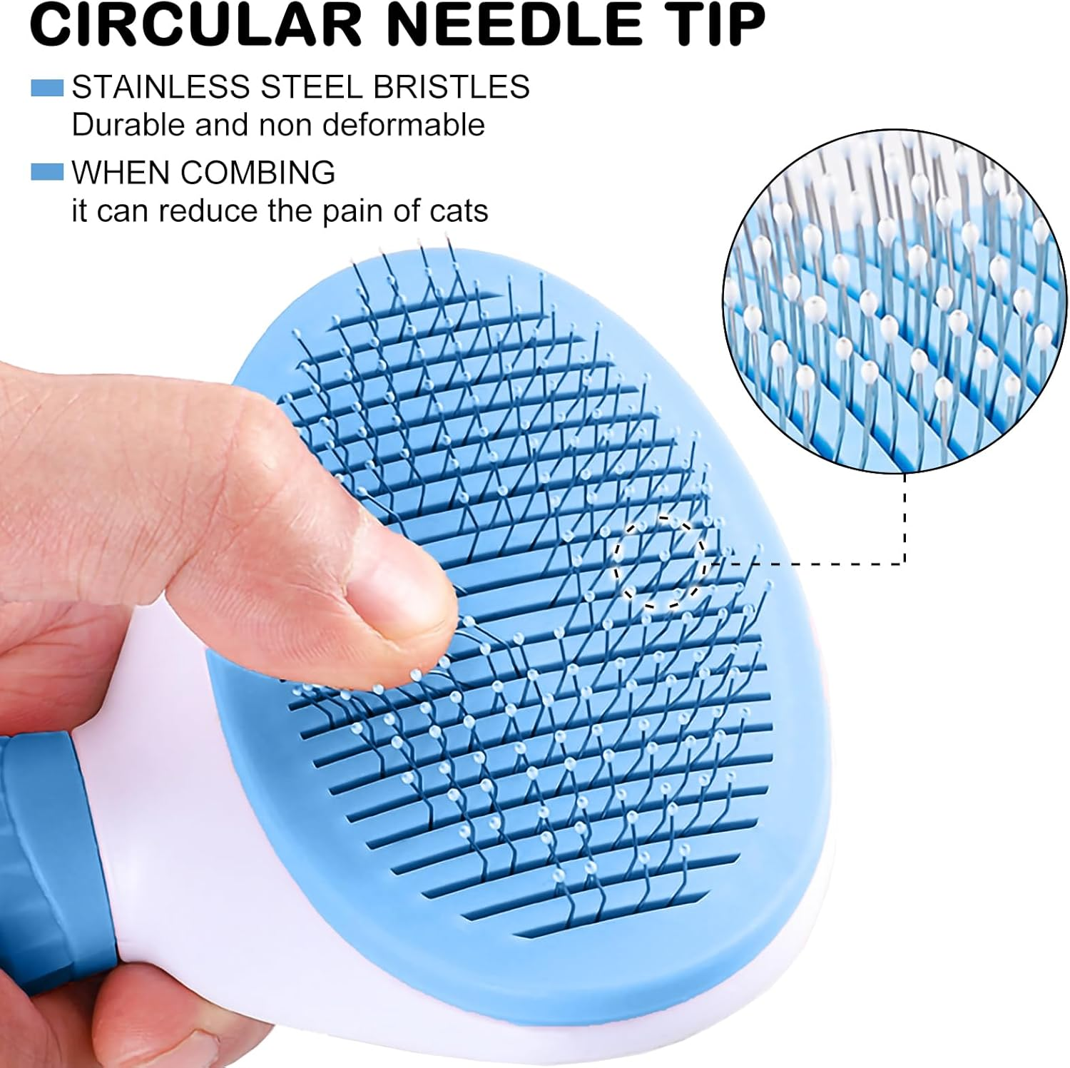 Cat Brush for Shedding and Grooming, Self Cleaning Slicker Brushes for Dogs and Cats Grooming Brush Tool, Bath Brush Hair Grooming Comb Hair Slicker Brush, Cats Dogs Brush Massage-Self Cleaning image number 2