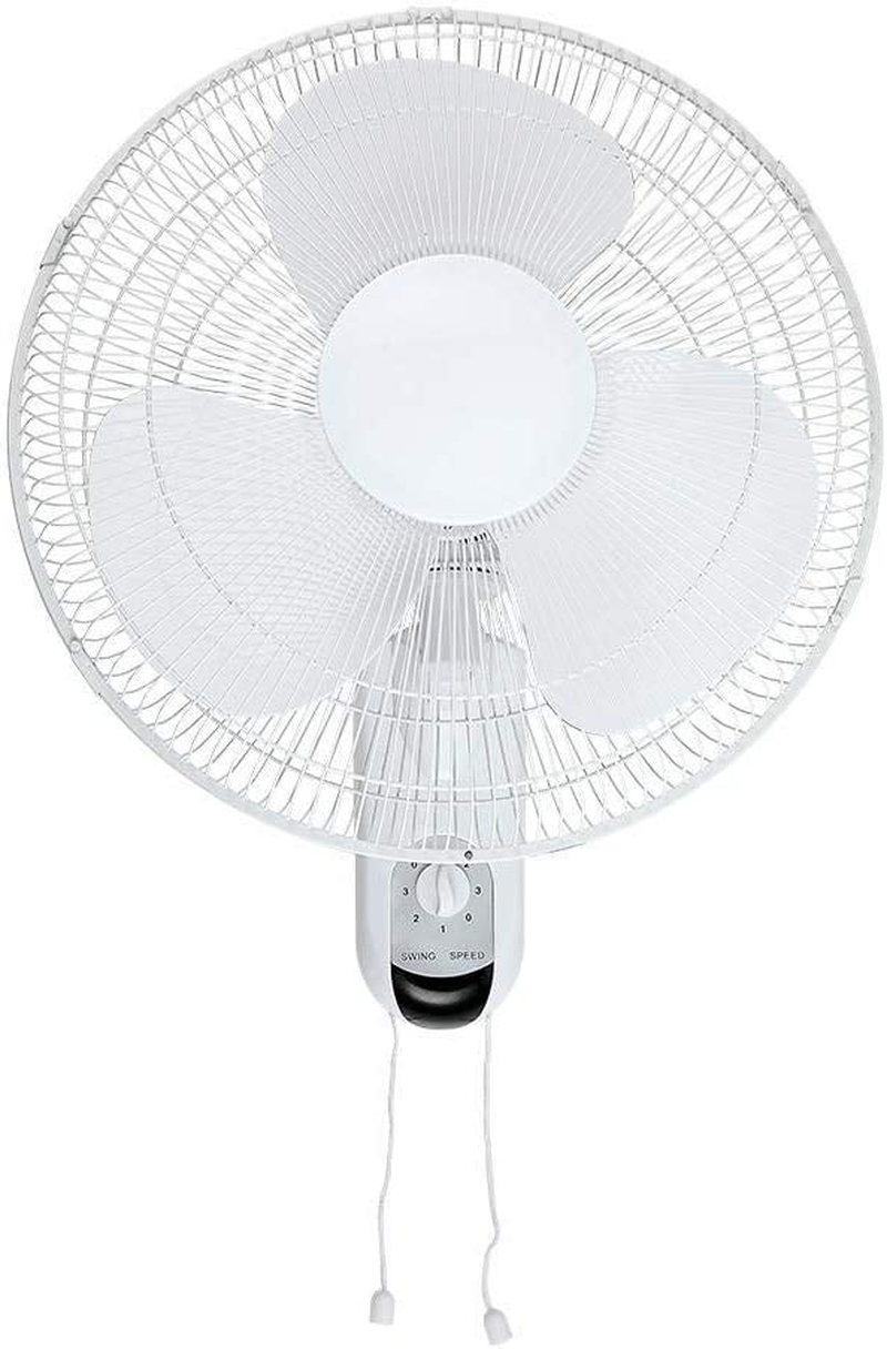 Heller White 40Cm Wall Fan W/ Pull Cord/3 Speed/Oscillating/Tilt Adjustable