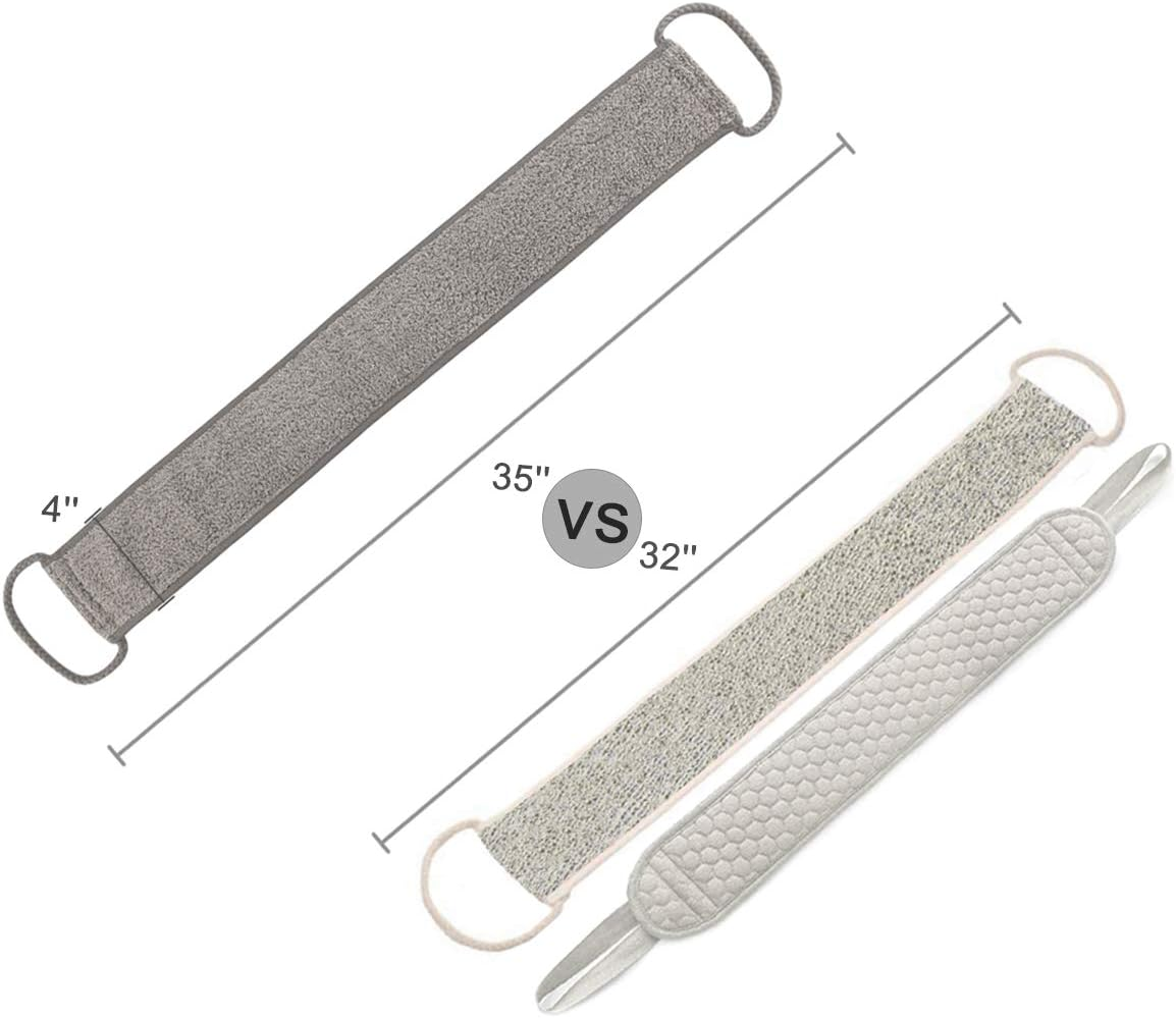 Loofah Back Scrubber for Shower for Men/Women, Natural Soft Flax Back Scrub Washer, Extra Long Back Exfoliator Cleaner for Shower Acne, Dual-Sided Bath Exfoliating Scrubber, Deep Clean&Invigorate Skin image number 1