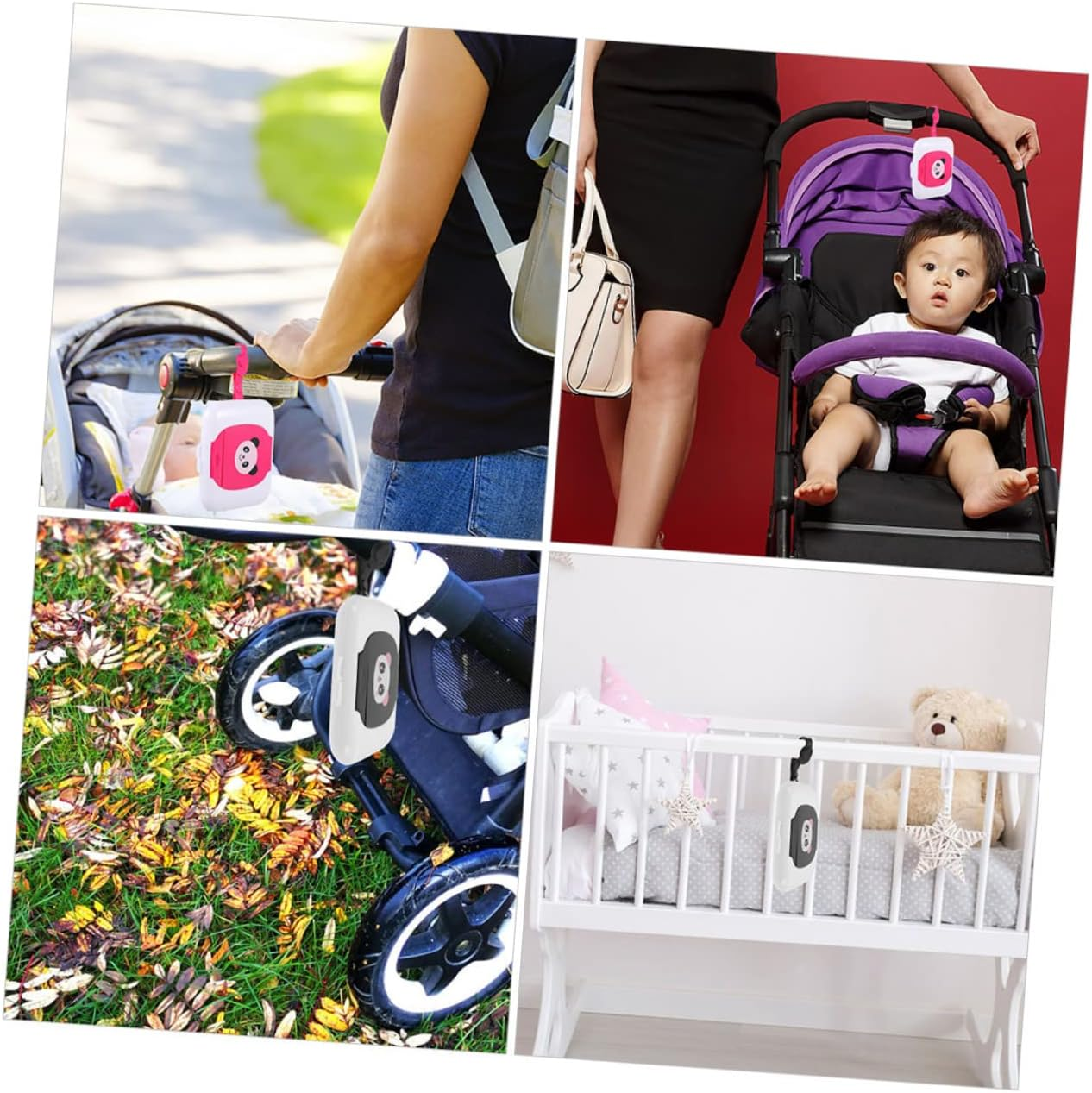 Cabilock Portable Baby Wipe Holder Travel Wipes Case Refillable Wet Tissue Dispenser Box 2Pcs Set Black and Red for Infant Outdoor Use image number 6