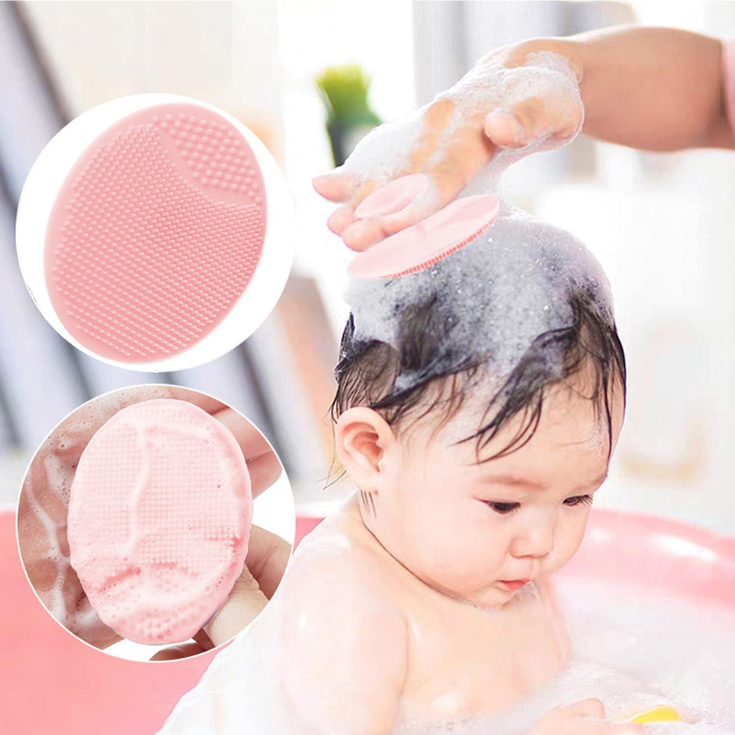 3PCS Baby Hair Brush with Wooden Handle and Comb Set for Newborns & Toddlers | Natural Soft Goat Bristles L Wood Comb L Pink Silicone Brush| Ideal for Cradle Cap image number 3