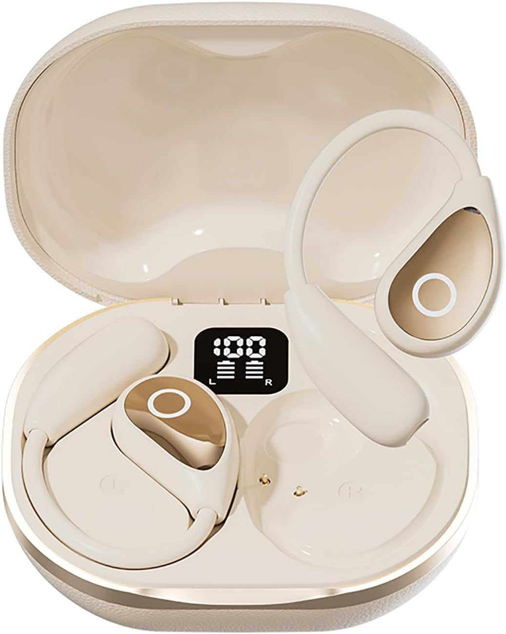 Open Ear Earbuds Wireless Bluetooth 5.4 Headphones with Microphone, Earphone with Earhooks, ENC Noise-Cancellation, 60H Playtime, Long-Lasting Comfort, Crystal-Clear Calls for Driving/Gym (Pink)