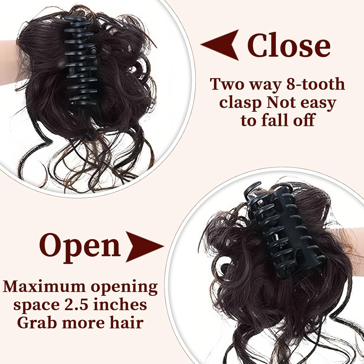 Diyxisk 1 Piece False Hair Bun and 2 Pieces Women'S Fake Hair Extensions Beautiful Bun Easy for Hair, Suitable for Women and Girls (Brown Black) image number 1