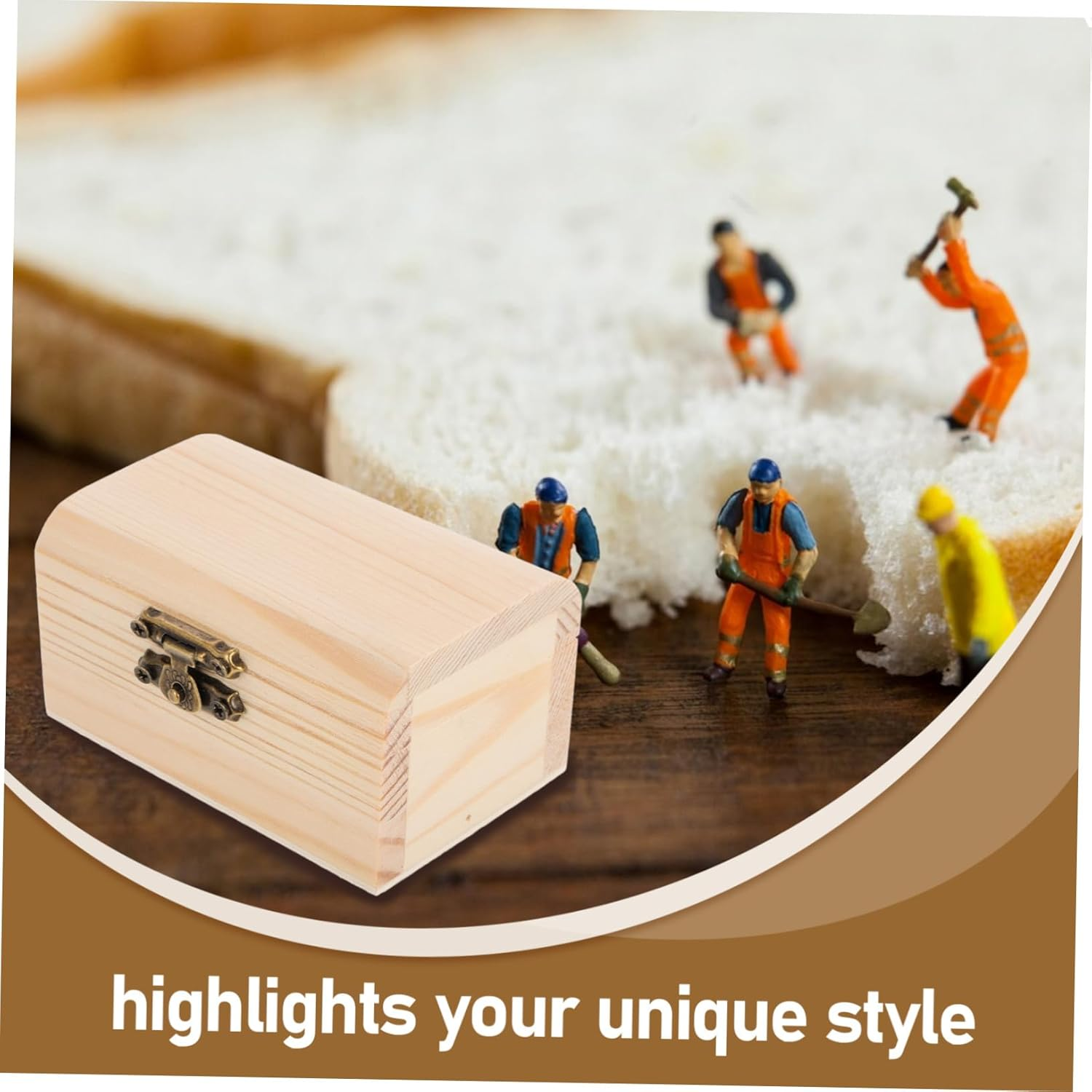 Angoily 12Pcs Small Wooden Boxes Hinged Lid and Lock, DIY Paintable Miniature Wood Treasure Chest for Craft Storage and Pirate Party Favor in Natural Wood image number 5