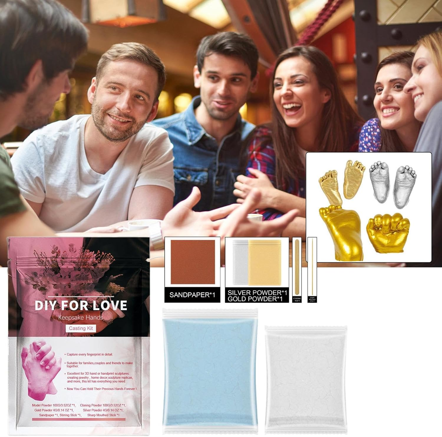 Hand Casting Kit for Couples - Handmade Hand Sculpture Casting Kit - Keepsake Sculpture, Couple Activities for Wedding Engagement Valentine'S Day image number 4