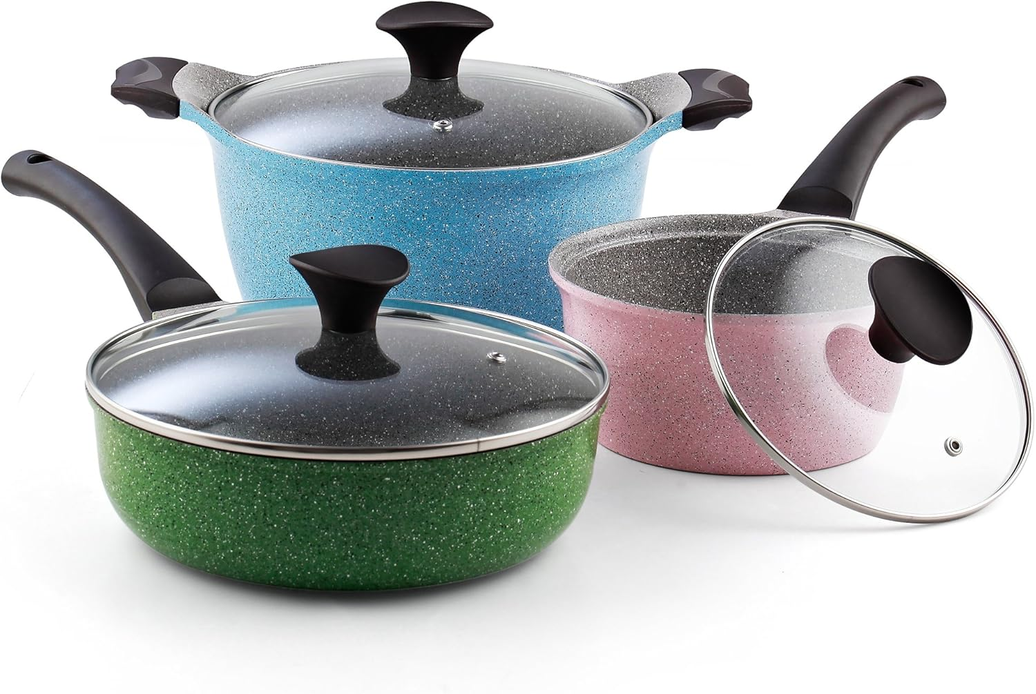 Cook N Home 2565 6-Piece Nonstick Ceramic Coating Cookware Set, Multicolor Large image number 1