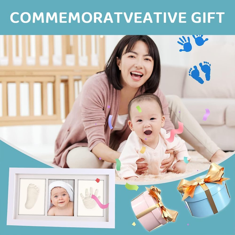 Baby Hand and Footprint Kit, Clay Keepsake Frame for Newborn Handprint and Footprint, Nursery Picture Frame for Baby Room Decor image number 6