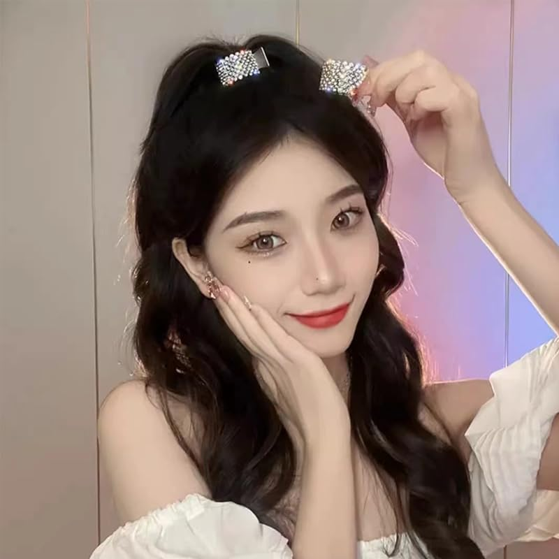 Ponytail Holder Clips Crystal Rhinestone Hair High Ponytail Hair Clips for Women Gold Sliver Metal Hair Barrettes for Thick Thin Hair Pins No Slip Hair Accessories Claw Clips 2 Pcs - Hairclip1 image number 5