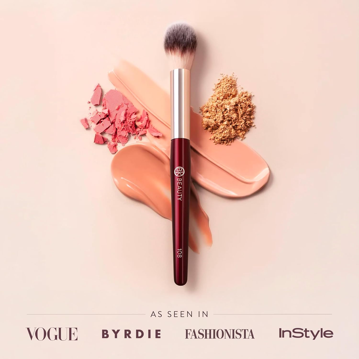 BK BEAUTY 108 PRECISION POWDER MAKEUP BRUSH &ndash; Pro-Designed Tapered Brush for Precise Under-Eye Setting, Crease-Free Finish, and Subtle Highlighting image number 1