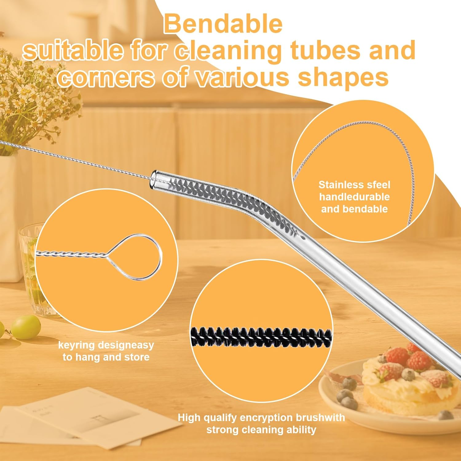 13Pcs Bottle Cleaner Brush and Straw Cleaner Brush,Cleaning Bottle Brush Stainless Steel Brush for Bottles, Straws, Pipes, Wine Decanter, Auto Parts,Sinks and Cup Cover image number 2