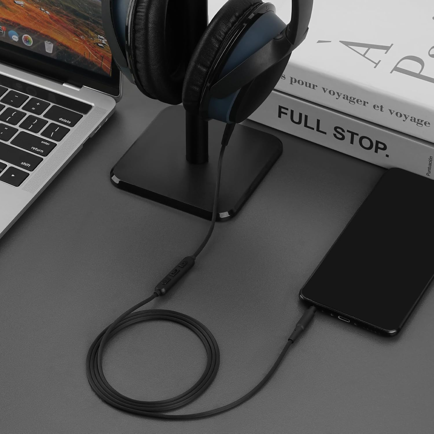 Geekria Audio Cable with Mic Compatible with Bose Qc45/Qcultraii/Qc35Ii/Qc25 Headphones, 2.5Mm to 3.5Mm Replacement Stereo Cord with Inline Microphone and Volume Control (4 Ft / 1.2 M) - Black image number 6