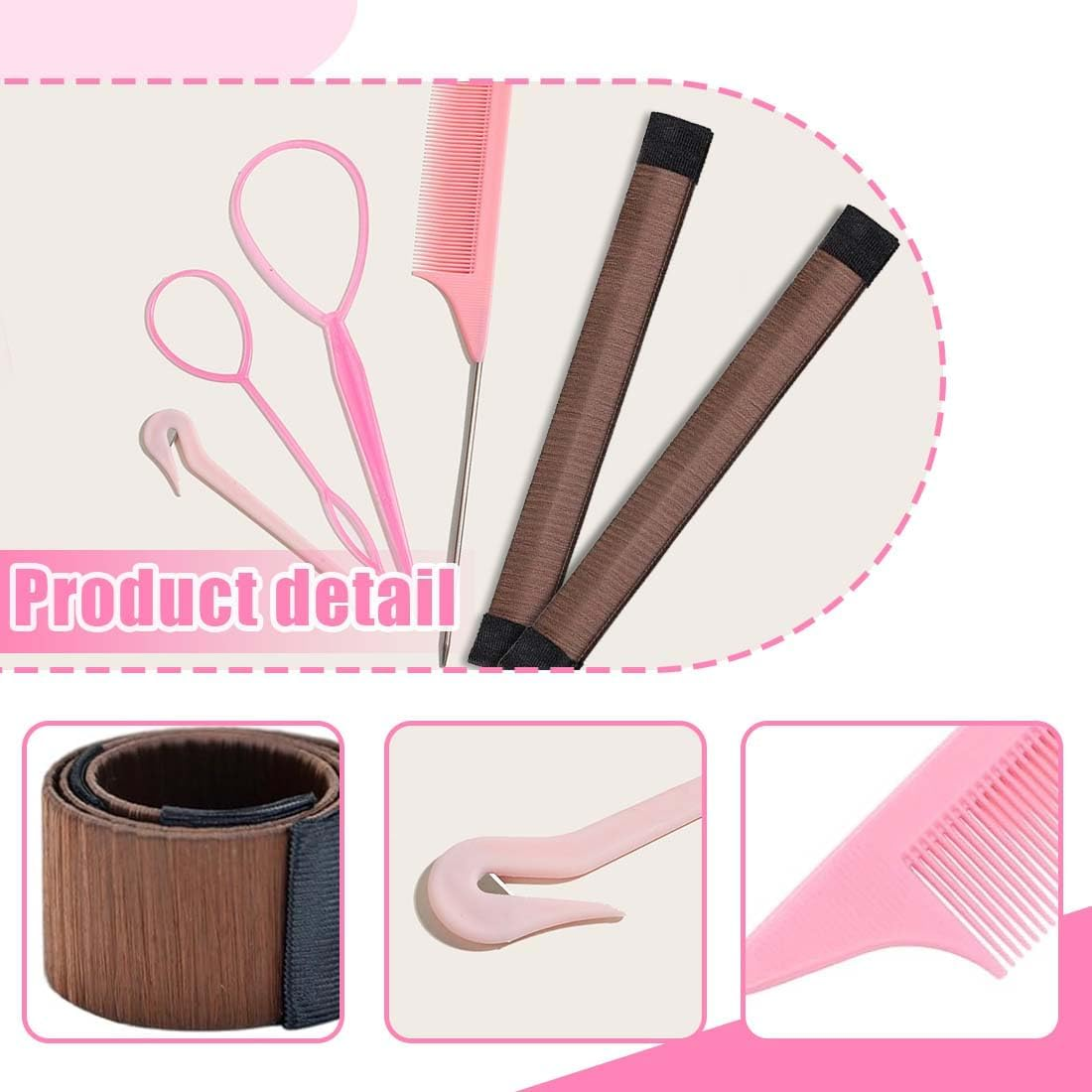 IKOPFLN 6 Pieces Hair Styling Set for Women Girls Hair Styling Tools Bun Maker Braiding Tools Accessories for Women and Girls DIY Hair Styling image number 5