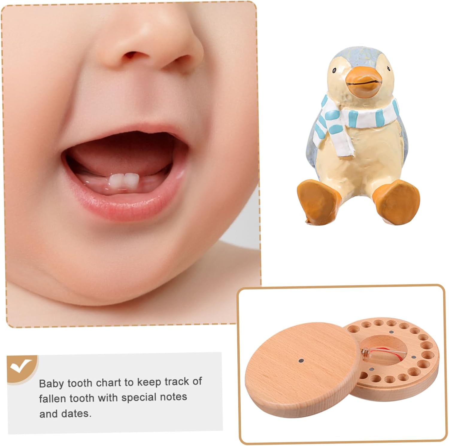 1 Set Deciduous Tooth Holder Teeth Storage Box with Chart Handmade Keepsake Organizer for Present image number 1