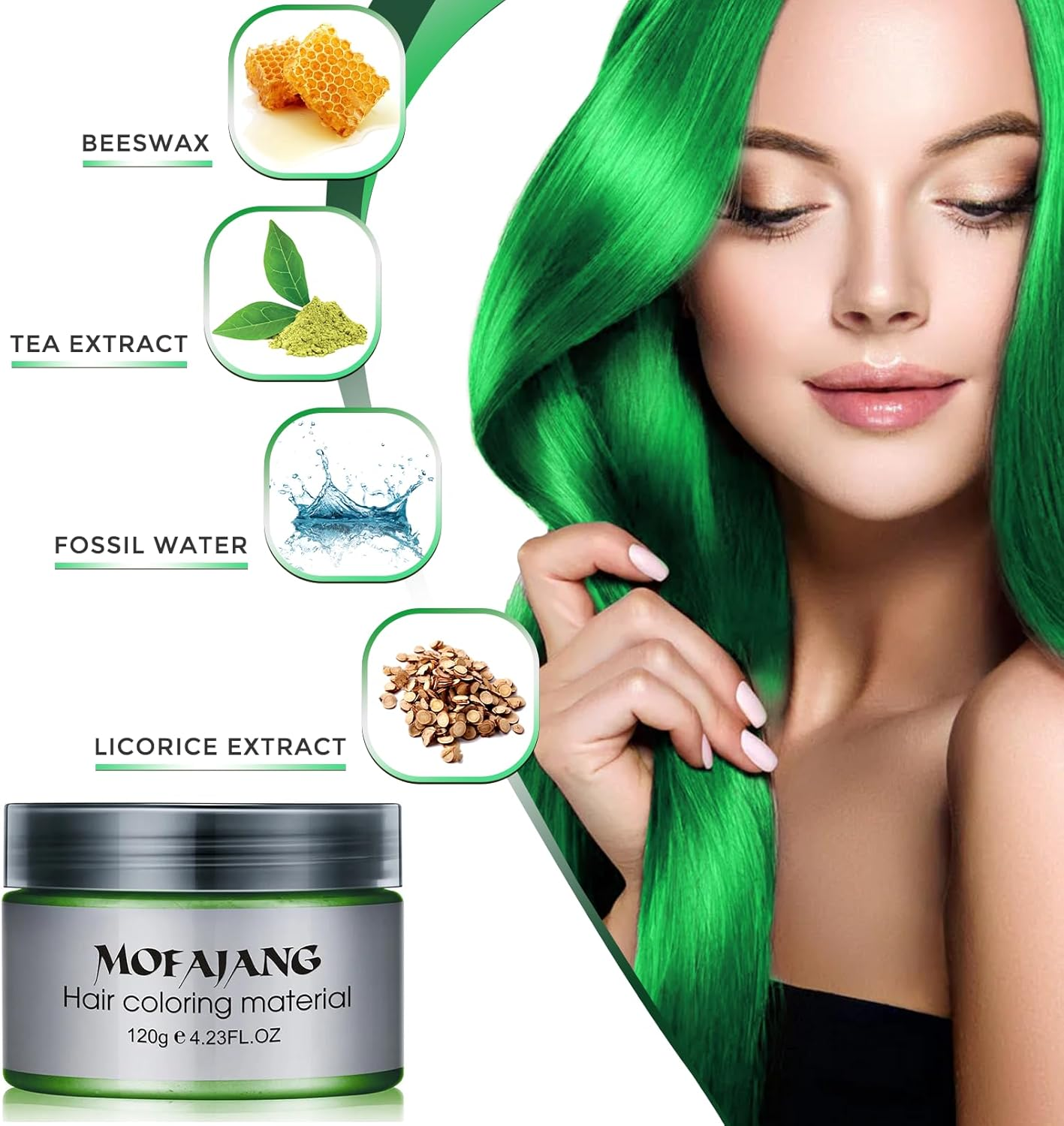 Green Hair Wax Colour, SOVONCARE Temporary Hair Colour Wax Natural Instant Hairstyle Cream for Women & Men Party, Cosplay, Halloween, 4.23 Oz (Green) - Orange image number 6
