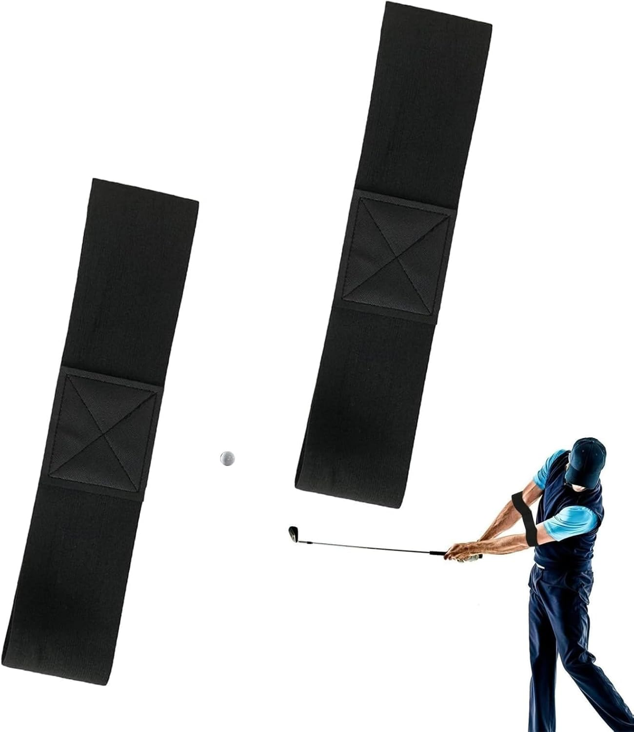 2 Pcs Golf Swing Arm Band, Golf Arm Training Aid,Golf Grip Trainer Training Swing Gesture Alignment Practice Tool for Golf Beginners Unisex(Black) image number 1