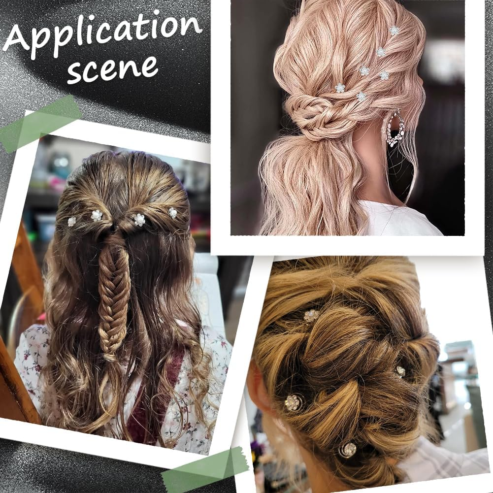 SOFPLATE Pack of 60 3 Styles Rhinestone Hair Pins Beads Twist Hair Pins Bulk Pack Smooth Imitation Pearl Flower Glitter Artificial Diamond Hair Pin for Wedding Bridal Prom Part image number 1