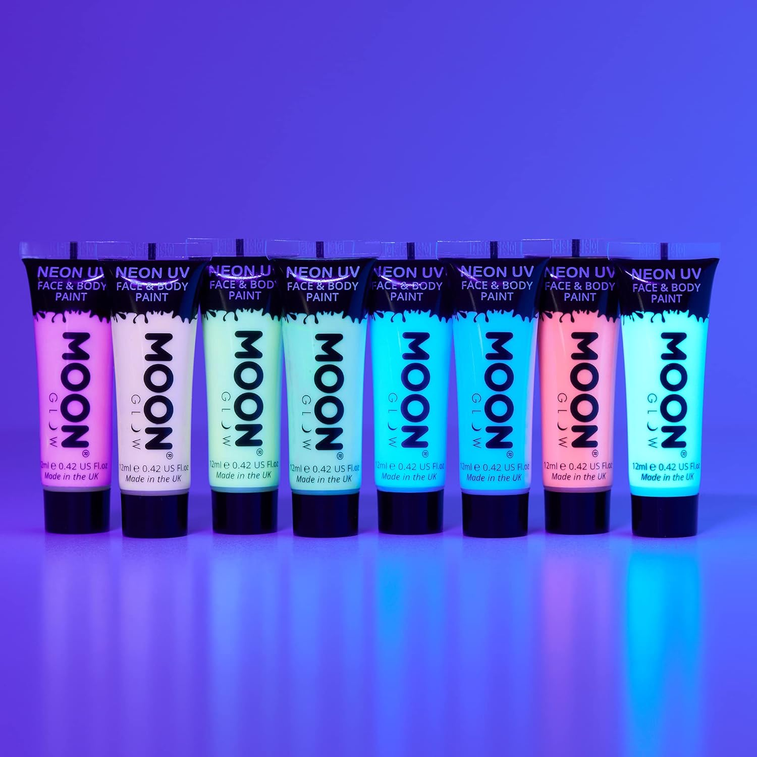 Moon Glow - 0.42Oz Blacklight Neon UV Face & Body Paint - Pastel Blue image number 6