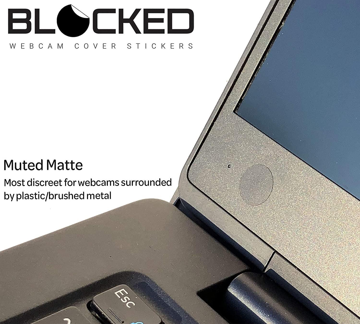 BLOCKED Stackable Webcam/Camera Vinyl Covers | 57 Low-Tack Restickable Webcam Sticker | 3-Sizes | Black 57-Pack (Muted Matte) image number 3