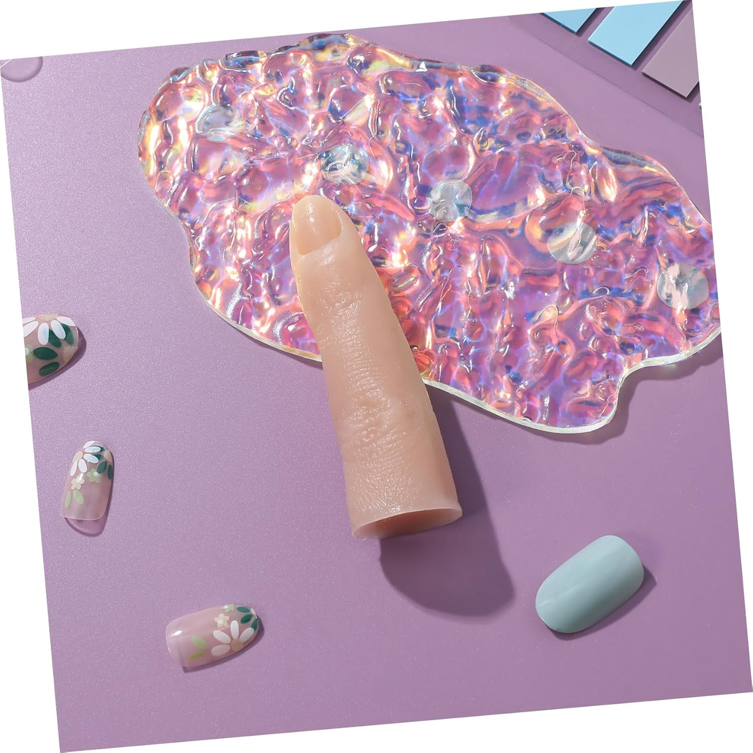Outanaya Silicone Practice Fake Nail Finger Color Flexible Bendable for Nail Art Training Display Home Salon image number 3