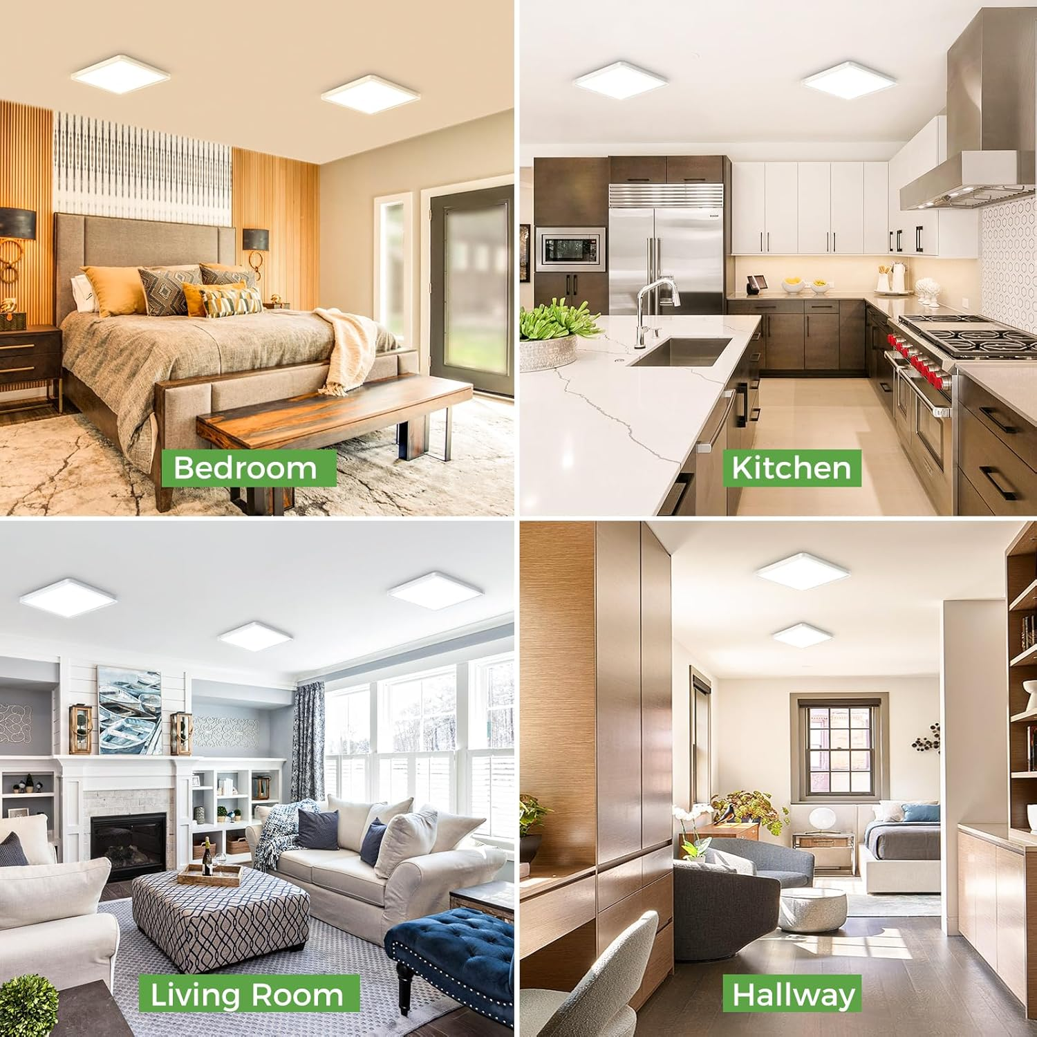 Zemty Square LED Ceiling Light, 3 Colours (3000K/4000K/6500K) Ceiling Light, 1800LM IP44 Waterproof Bathroom Ceiling Light for Office, Kitchen, Bedroom, Hallway, Balcony, Garage, 18 Cm image number 4