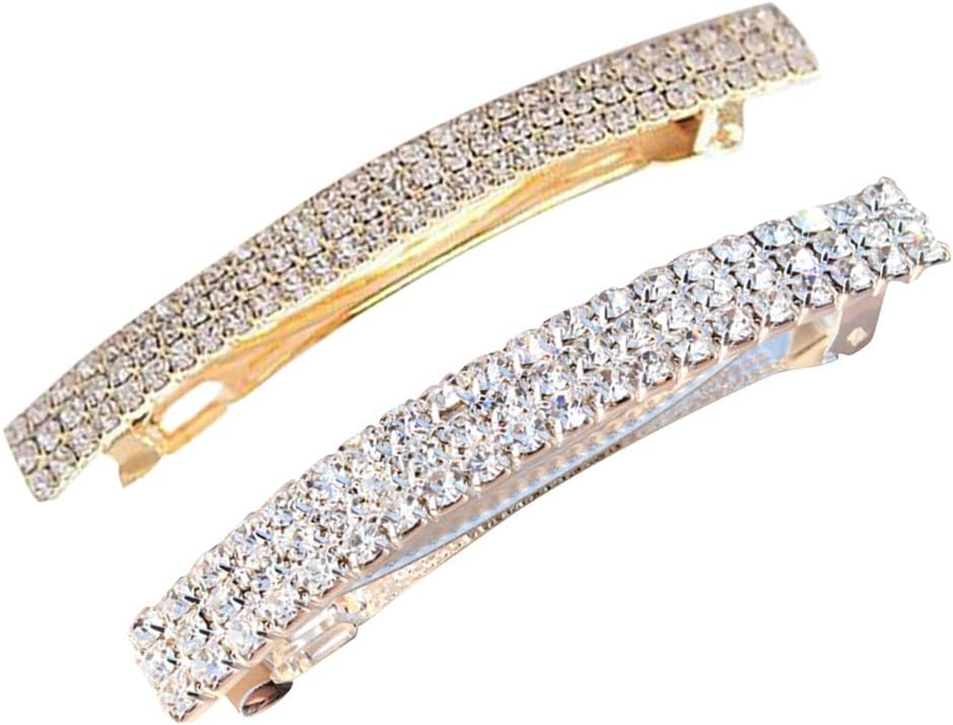 Eigell 2PCS Womens Rhinestone Hair Barrette Office Daily Clip Pin Accessory image number 1