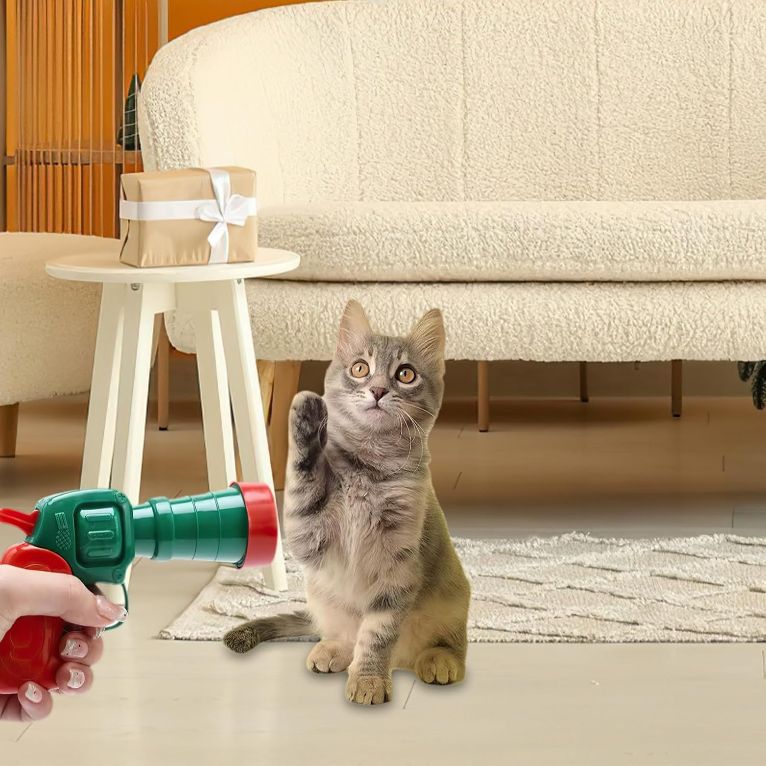 Interactive Cat Toys Cat Toy Ball Launcher Plush Ball Shooting Gun Toy Ball Shooter with 30Pcs Soft Cat Pom Pom Balls for All Pet Cat Kitten Movement Exercise Training, Chasing and Play image number 4