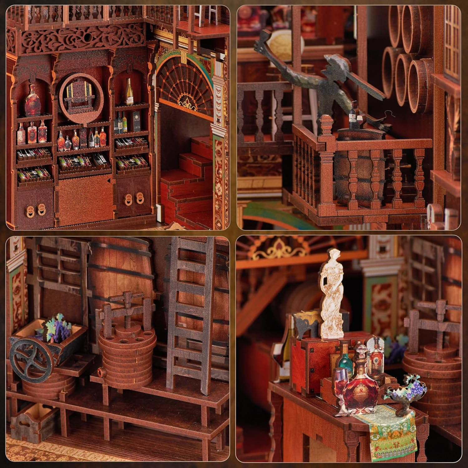 Book Nook Kit, DIY Miniature Dollhouse Booknook Kit, 3D Wooden Puzzle Bookend Bookshelf Insert Decor with LED Light for Teens and Adults (Roaring Twenties Speakeasy) - Roaring 20S Speakeasy image number 2
