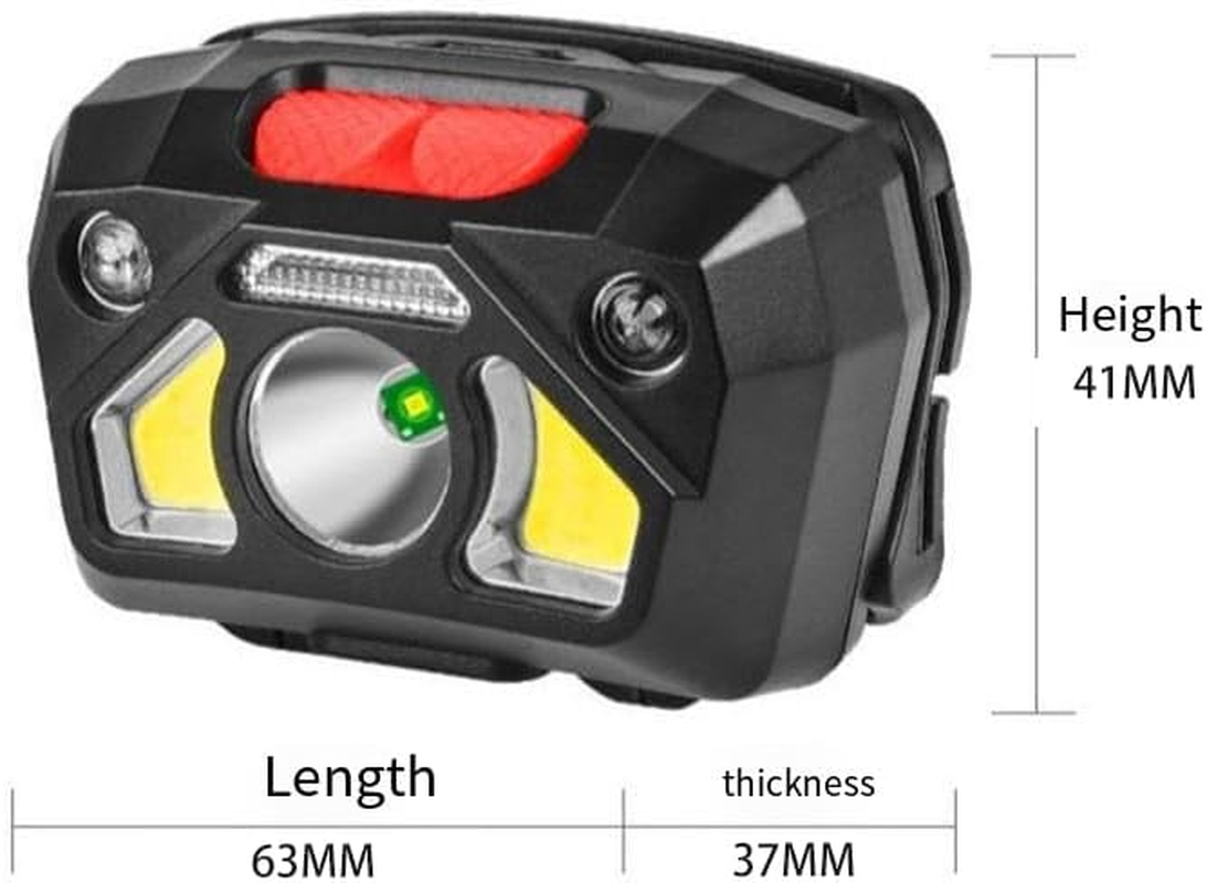 Rechargeable LED Headlamp, Ultra-Light Headlamps for Adults and Kids, Motion Sensor, Waterproof, 6 Modes, Perfect for Camping, Running, Hiking.Pack of 2 image number 5