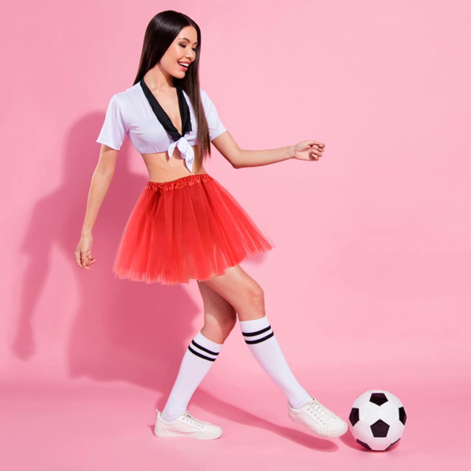 1 Pack Adult Tulle Tutu Skirt Women'S Vintage Tulle Bubble Tutu Skirt Prom Party Skirt Elastic 3 Layer for Women and Teens image number 4