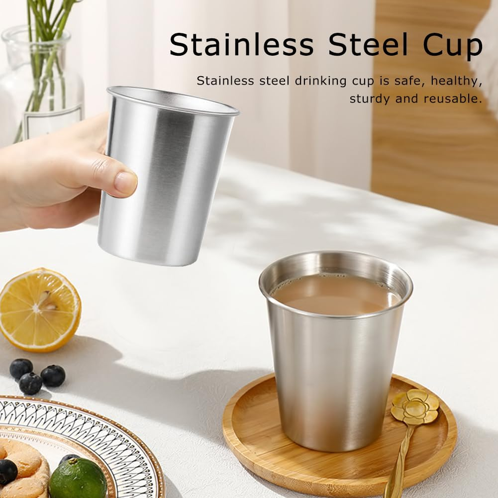 6 Pack Stainless Steel Cups, Shatterproof Pint Drinking Cups, Healthy Set, Water Dishwasher Safe, Drinking Glasses for Kids and Adults image number 3
