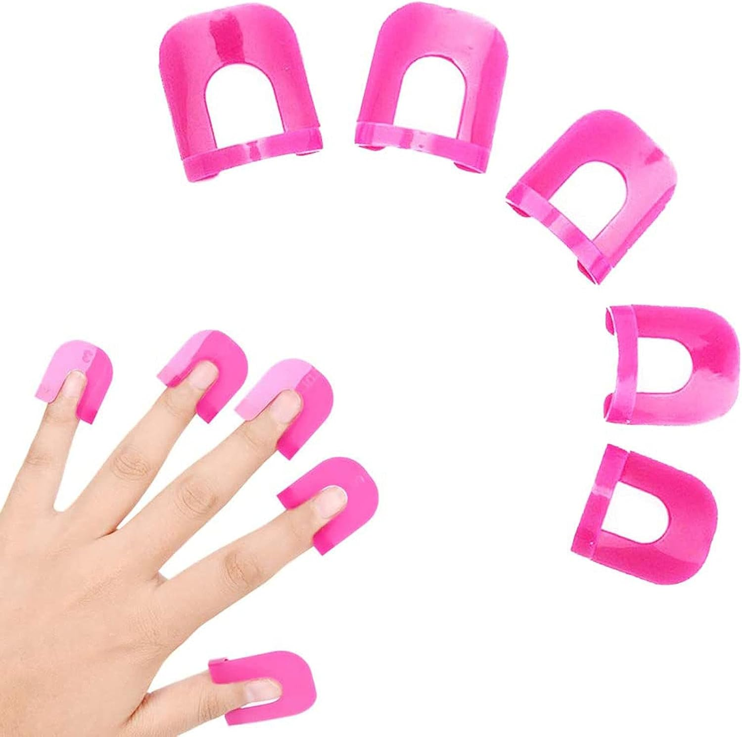 Luckycivia 52 Pcs (10 Size) Curve Shape Spill-Proof Finger Cover, Nail Polish Edge Anti-Flooding Plastic Template Clip, Beauty Tools Set for Finger Nail Art image number 6