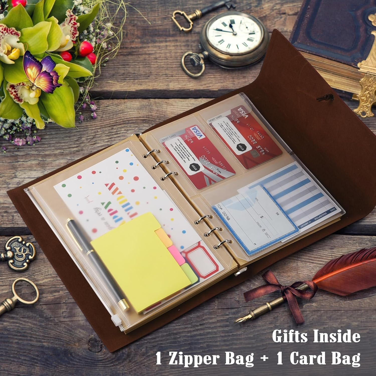 Leather Journal Notebook, Travel Journal with 2 Pockets, Vintage Refillable Journal for Writing, Diary Journal for Women, Men, Girls and Boys, 100GSM Blank Paper, 160 Pages (Green A5 16.5 X 23.4Cm) image number 2