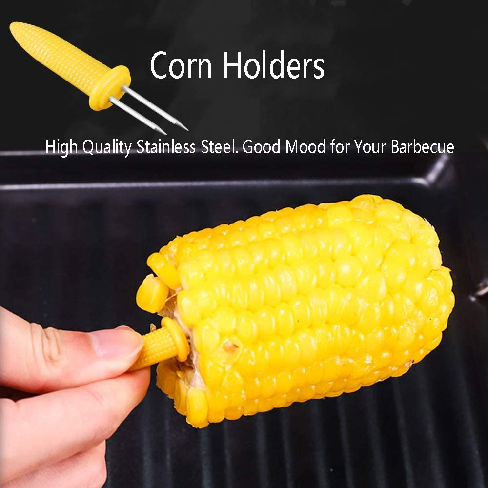 Corn Holders 50 Pieces Stainless Steel Corn on the Cob Holders Skewers with Storage Box for Outdoor BBQ Cooking