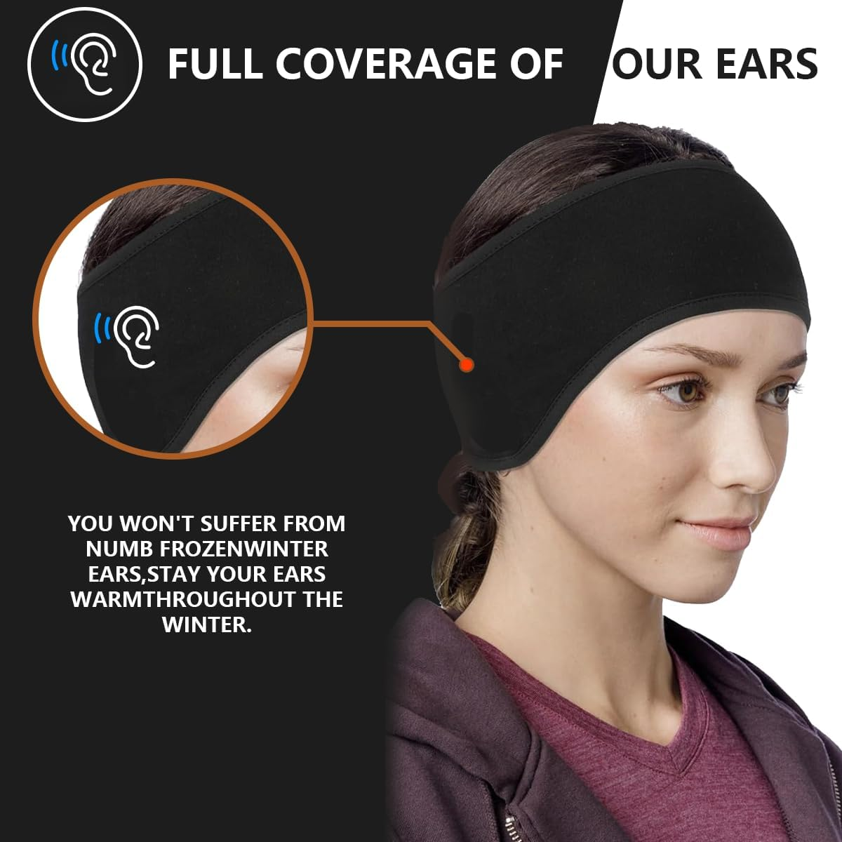 Winter Headband Set, 4 Pieces, Sports Ear Warmers for Men and Women, Windproof, for Jogging, Running, Hiking, Cycling (4 Black)