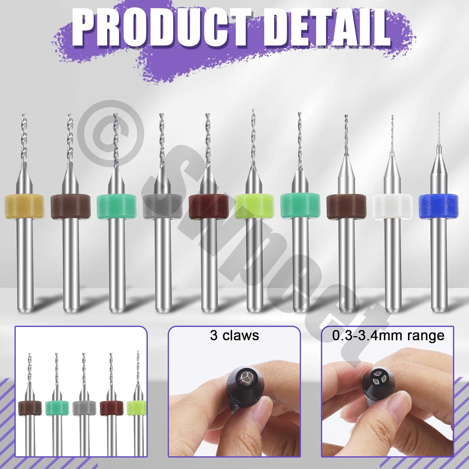 Swpeet 36 Pieces Hand Drill Bits Set Include Pin Vise Hand Drill, 25 Pieces Twist Drills and 10 Pieces Mini Drills Assortment Kit, PCB Woodworking Hand Mini Drill for Resin (0.3-1.2Mm Color Bits) image number 5