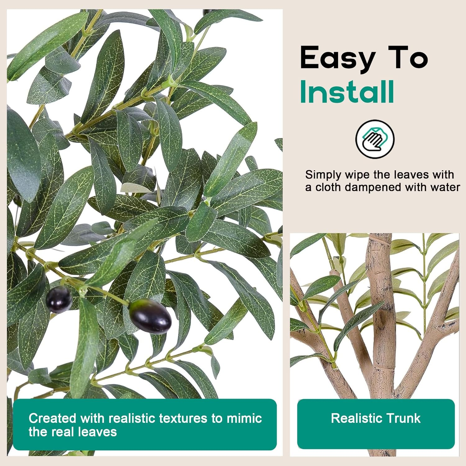 TUXOIUBA Artificial Olive Tree, 180Cm Tall Faux Silk Plant with Natural Wood Trunk and Lifelike Fruits for Home Office Decor, Indoor Fake Potted Tree for Modern Home Office Indoor Outdoor Decor image number 2